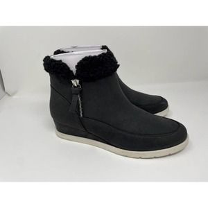 Style & Co. Womens Danniee Faux Leather Wedge Boots Black 8 Medium (B,M)